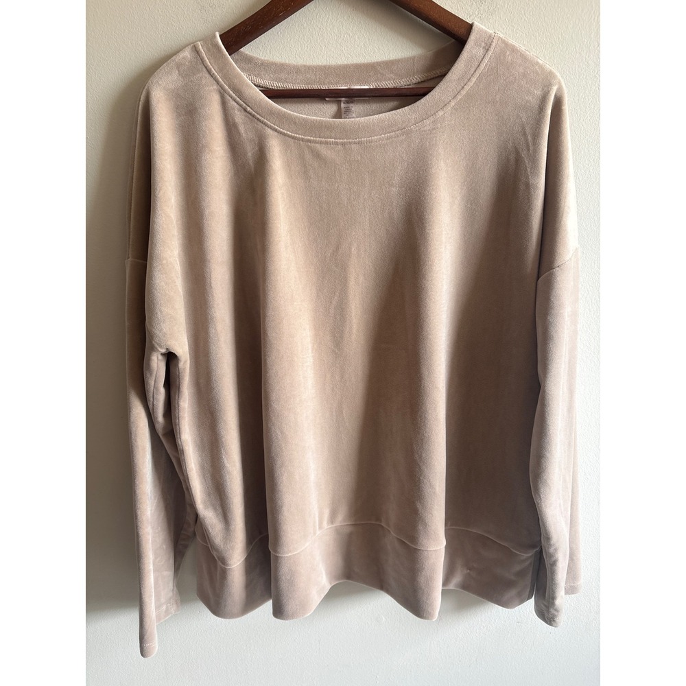 Cable & Gauge Studio Tan Beige Velour Long Sleeve Top Size XL